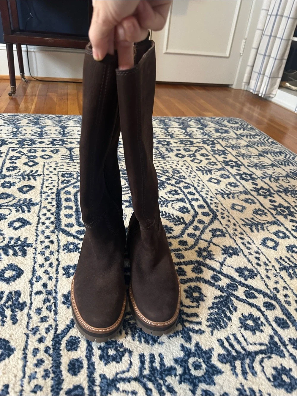 Timberland Courmayeur Dark Brown Suede Knee-High Lug Sole Boots